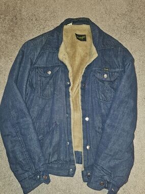 Wrangler Men's Dark Denim Sherpa-Lined Vintage Jacket